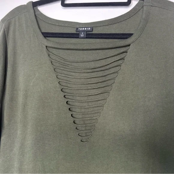 NWT Olive Green Dip-Dye Short Sleeve Women's T-Shirt Material Dress Size 2X - Picture 13 of 13